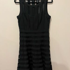 White House Black Market Striped Black Mini Dress